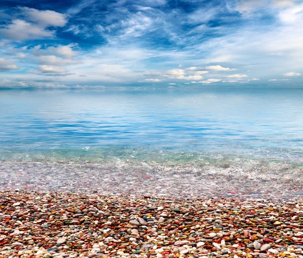 Beautiful Blue Sky Mediterranean Beach — Stock Photo, Image
