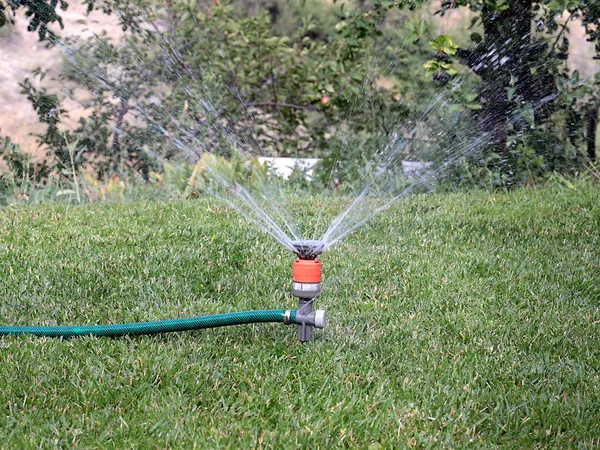 Water Flow Sprayer Watering Lawn — Stock Photo, Image
