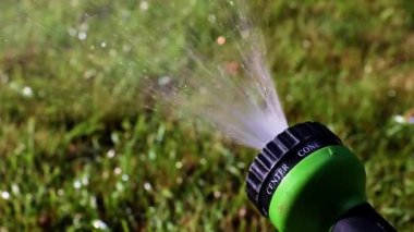 çim çim sulama plastik bir püskürtücü ile su akışı