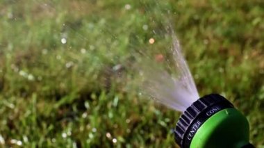 çim çim sulama plastik bir püskürtücü ile su akışı