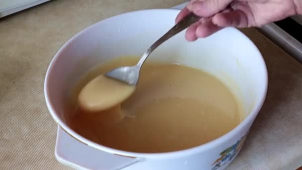 Mieszanie Ciasta Szklanej Misce — Wideo stockowe