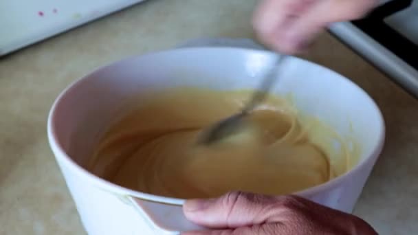 Mieszanie Ciasta Szklanej Misce — Wideo stockowe