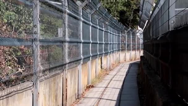 Metal Fences Pedestrian Passage Prison — Stock Video