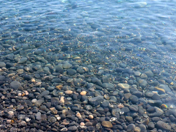 Büyük Çakıl Plaj Berrak Deniz Suyu — Stok fotoğraf