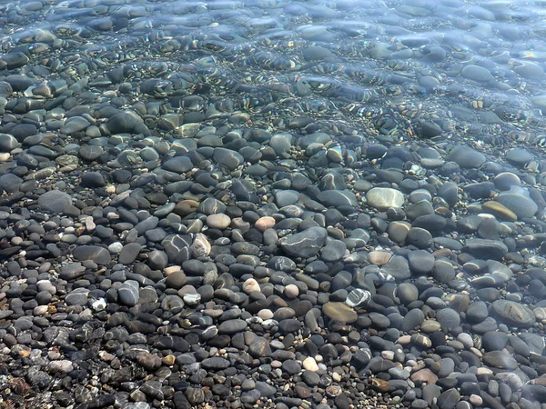 Gran Playa Guijarros Agua Mar Clara — Foto de Stock