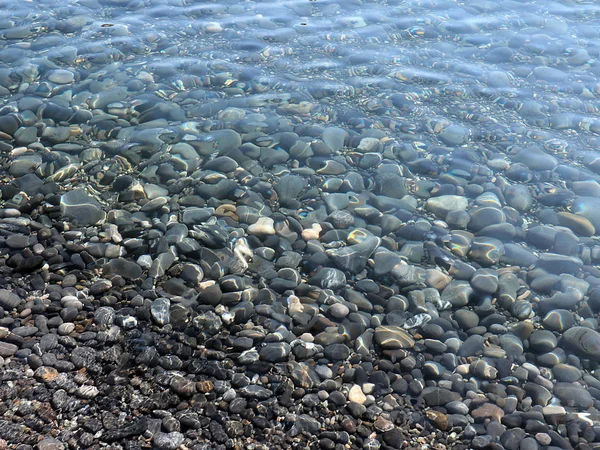 Grande Praia Seixos Água Mar Clara — Fotografia de Stock