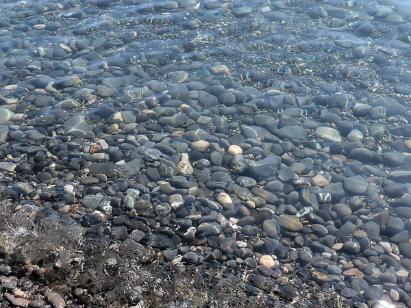 Gran Playa Guijarros Agua Mar Clara — Foto de Stock