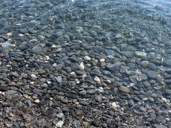 Grande Spiaggia Ghiaia Acqua Mare Limpida — Foto Stock