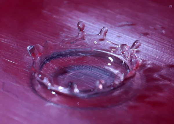 Bizarre Patterns Surface Liquid Hitting Drop Water — Stock Photo, Image