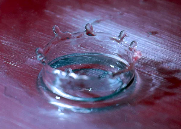 bizarre patterns on the surface of the liquid after hitting a drop of water