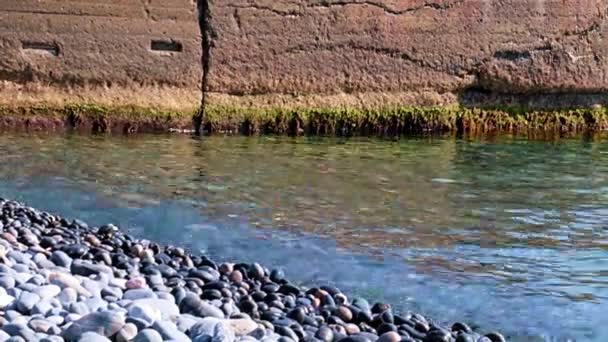 Sea Coast Concrete Breakwater Pier — Stock Video