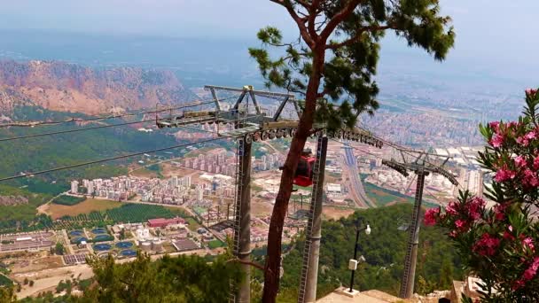 Toeristische Berglift Tunektepe Buurt Van Stad Antalya Turkije — Stockvideo
