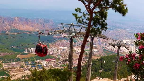 Touristische Bergbahn Tunektepe Der Nähe Der Stadt Antalya Türkei — Stockvideo