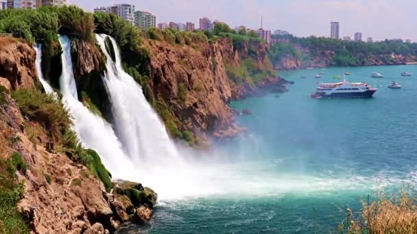 Bellissimo Flusso Acqua Rapido Della Cascata Lower Duden Nella Zona — Video Stock