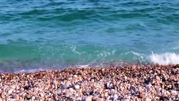 Чиста Вода Морського Серфінгу Галькового Пляжу — стокове відео