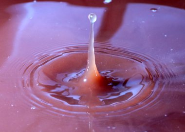 Sulu çözeltinin yüzeyine bir damla sıvı düşer.