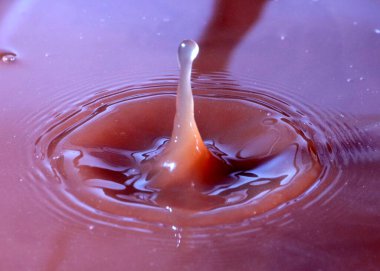 Sulu çözeltinin yüzeyine bir damla sıvı düşer.