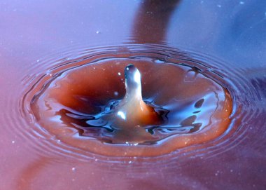 Sıvının yüzeyine bir damla kakao düşer.