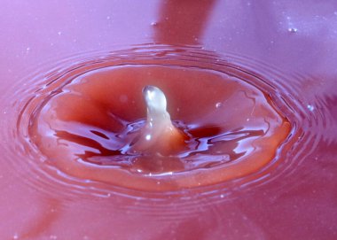 Sıvının yüzeyine bir damla kakao düşer.