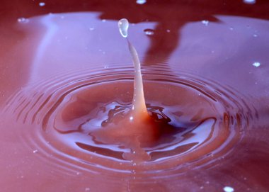 Sıvının yüzeyine bir damla kakao düşer.