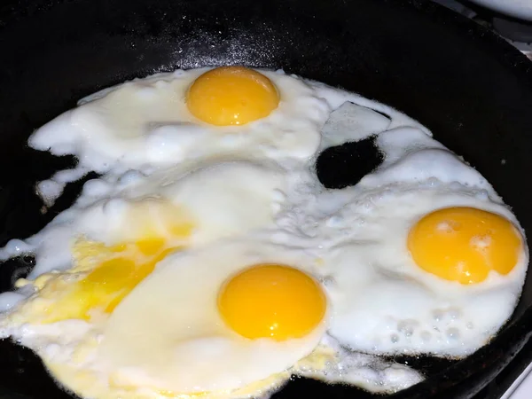 Cooking Fried Eggs Morning Breakfast — Stock Photo, Image