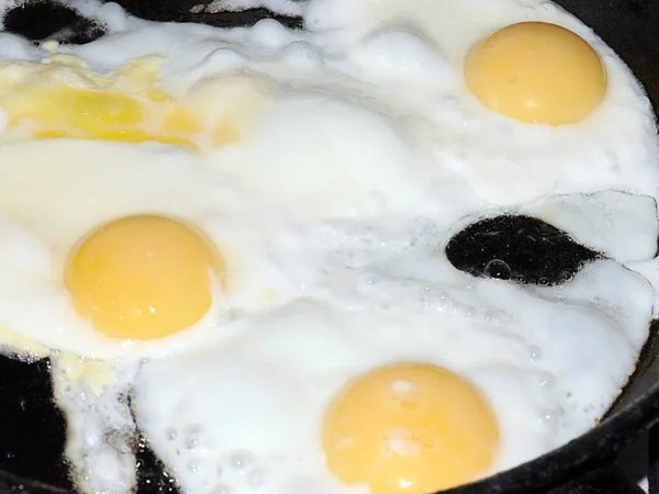 Cooking Fried Eggs Morning Breakfast — Stock Photo, Image