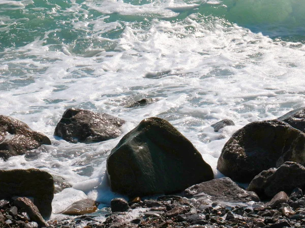 Rocky Shore Waves Mediterranean Sea — ストック写真