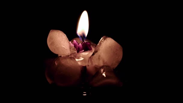 Bright Wax Candlelight Cold Ice Surrounds Hearth — ストック動画