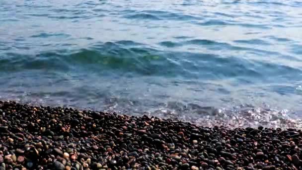 Όμορφα Κύματα Της Θάλασσας Και Ηλιόλουστη Ακτή — Αρχείο Βίντεο