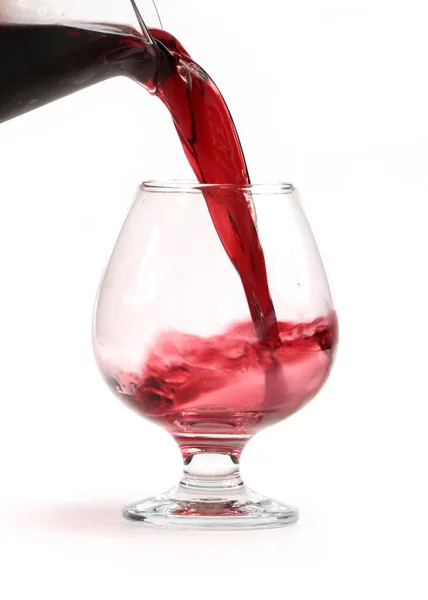 Stream Drops Red Wine Filling Glass — Stock Photo, Image