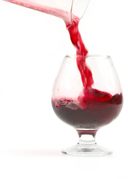 Jet Vin Rouge Remplit Verre — Photo