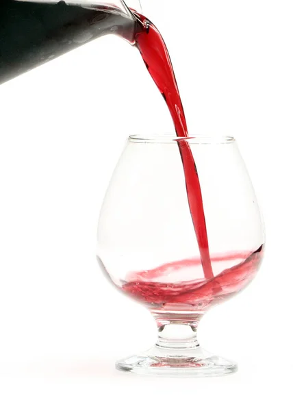 Vörösbor Patak Tölti Meg Üveget — Stock Fotó