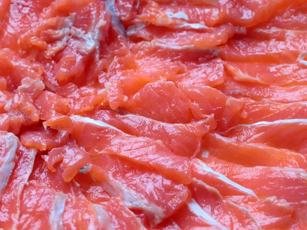 Akşam Yemeği Olarak Porsiyonlu Kırmızı Balık Somon Balığı Parçaları — Stok fotoğraf