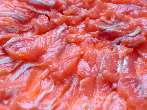 Porties Rode Visforel Zalm Als Traktatie Voor Het Avondeten — Stockfoto