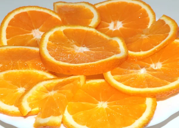 Slices Ripe Orange Prepared Food Consumption — Stock Photo, Image