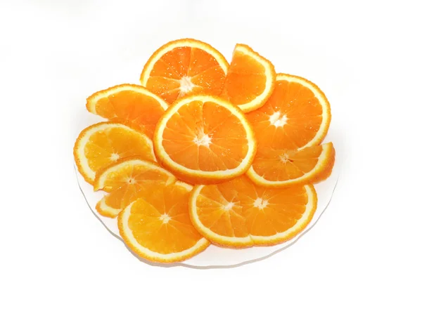 Élelmiszer Fogyasztásra Előkészített Érett Narancsszeletek — Stock Fotó