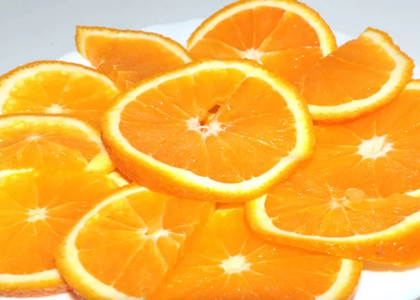 Scheiben Reife Orange Für Den Verzehr Zubereitet — Stockfoto