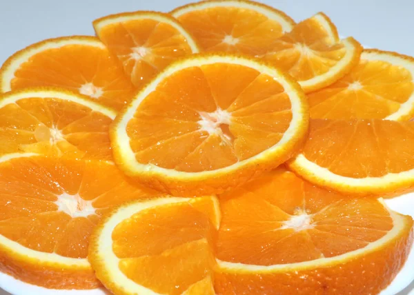 Slices Ripe Orange Prepared Food Consumption — Stock Photo, Image