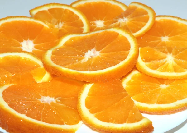 Scheiben Reife Orange Für Den Verzehr Zubereitet — Stockfoto