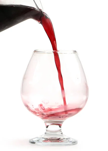 Verre Vin Rouge Jet Liquide — Photo