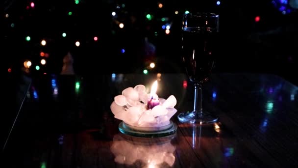 Světlo Hořící Svíčky Slavnostní Novoroční Osvětlení — Stock video
