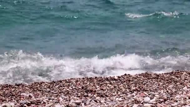 Havsvågor Och Kustremsa Som Plats För Rekreation Och Underhållning — Stockvideo