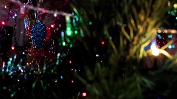 Decorațiuni Frumoase Vacanță Ramurile Copacului Crăciun — Videoclip de stoc