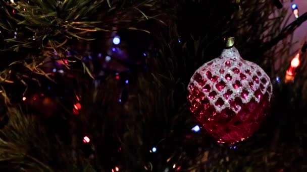 Mooie Vakantie Decoraties Takken Van Kerstboom — Stockvideo