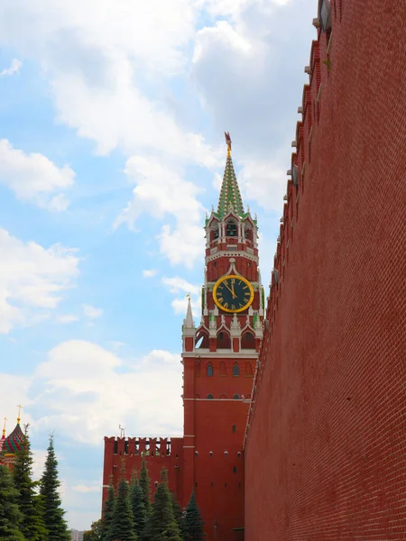 Händerna Urtavlan Klockan Spasskaja Tornet Gamla Kreml Moskva Ryssland — Stockfoto
