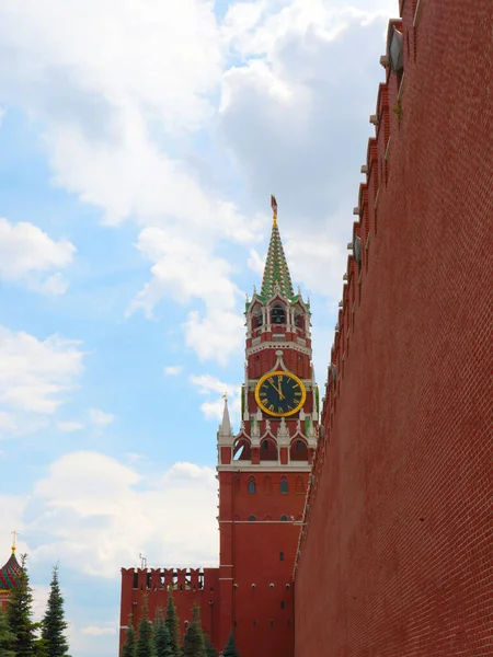 Agujas Dial Del Reloj Torre Spasskaya Del Antiguo Kremlin Moscú —  Fotos de Stock