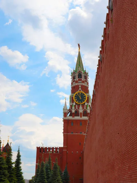 Agujas Dial Del Reloj Torre Spasskaya Del Antiguo Kremlin Moscú — Foto de Stock