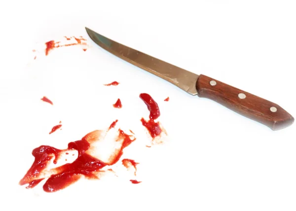 Metal Kitchen Knife Drops Bloody Mass Illustration Domestic Violence — Stock Photo, Image