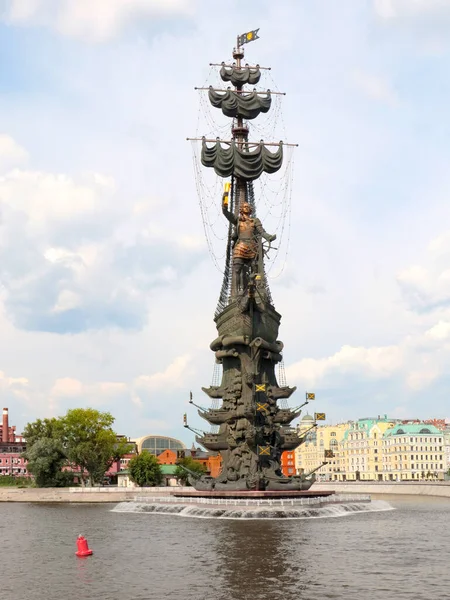 Monument Pierre Ier Sur Île Rivière Yauza Moscou Russie — Photo