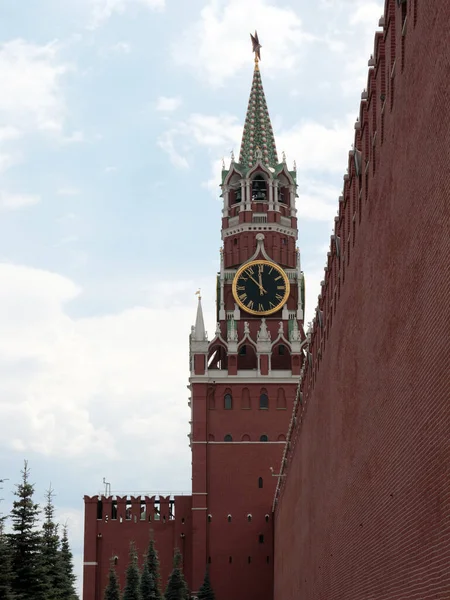 Reloj Las Manos Torre Spasskaya Del Kremlin Moscú Rusia — Foto de Stock